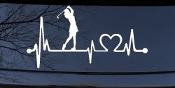 Lady Golfer Ladies Golf Heartbeat Lifeline Sports Car or Truck Window Decal Sticker