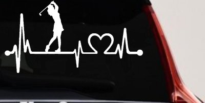 Lady Golfer Ladies Golf Heartbeat Lifeline Sports Car or Truck Window Vinyl Decal Sticker