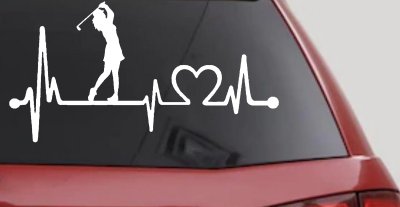 Lady Golfer Ladies Golf Heartbeat Lifeline Sports Car or Truck Window Vinyl Decal Sticker