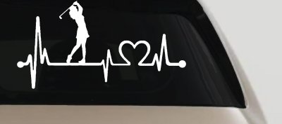 Lady Golfer Ladies Golf Heartbeat Lifeline Sports Car or Truck Window Vinyl Decal Sticker