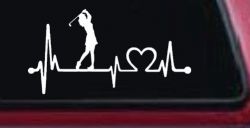 Lady Golfer Ladies Golf Heartbeat Lifeline Sports Car or Truck Window Decal Sticker