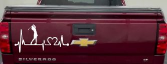 Lady Golfer Ladies Golf Heartbeat Lifeline Sports Car or Truck Window Decal Sticker (White)