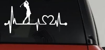 Lady Golfer Ladies Golf Heartbeat Lifeline Sports Car or Truck Window Vinyl Decal Sticker