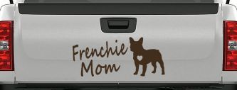 Frenchie Mom French Bulldog Heart Love Car or Truck Window Decal Sticker (Brown)