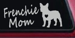 Frenchie Mom French Bulldog Heart Love Car or Truck Window Decal Sticker (Light Gray)