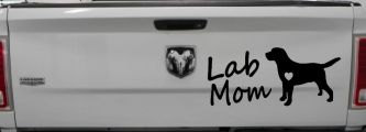 Lab Mom Labrador Retriever Dog Heart Love Car or Truck Window Decal Sticker (Black)