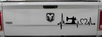 Sewing Machine Love Heartbeat Lifeline Car or Truck Window Decal Sticker (Black)
