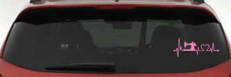 Sewing Machine Love Heartbeat Lifeline Car or Truck Window Decal Sticker (Pink)