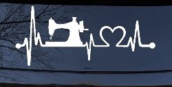 Sewing Machine Love Heartbeat Lifeline Car or Truck Window Decal Sticker