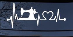 Sewing Machine Love Heartbeat Lifeline Car or Truck Window Decal Sticker
