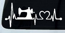 Sewing Machine Love Heartbeat Lifeline Car or Truck Window Decal Sticker