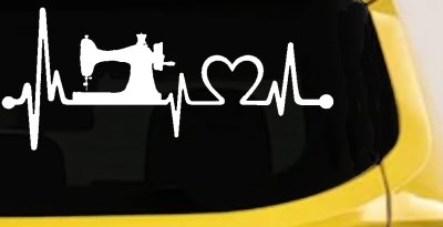Sewing Machine Love Heartbeat Lifeline Car or Truck Window Vinyl Decal Sticker