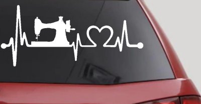 Sewing Machine Love Heartbeat Lifeline Car or Truck Window Vinyl Decal Sticker