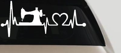 Sewing Machine Love Heartbeat Lifeline Car or Truck Window Vinyl Decal Sticker