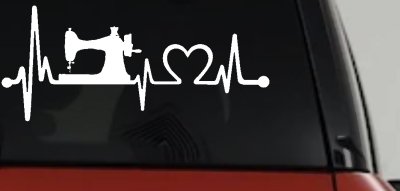 Sewing Machine Love Heartbeat Lifeline Car or Truck Window Vinyl Decal Sticker