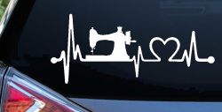Sewing Machine Love Heartbeat Lifeline Car or Truck Window Decal Sticker
