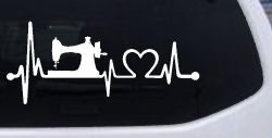 Sewing Machine Love Heartbeat Lifeline Car or Truck Window Decal Sticker