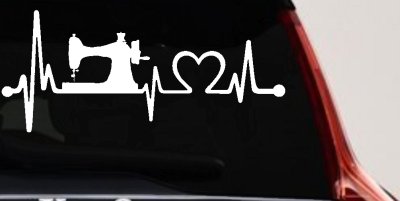 Sewing Machine Love Heartbeat Lifeline Car or Truck Window Vinyl Decal Sticker