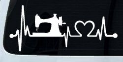 Sewing Machine Love Heartbeat Lifeline Car or Truck Window Decal Sticker