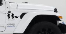 Hiker Couple Man Woman with Dog Hiking Camper Camping Nature Car or Truck Window Vinyl Decal Sticker (Black)