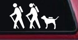 Hiker Couple Man Woman with Dog Hiking Camper Camping Nature Car or Truck Window Decal Sticker