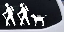Hiker Couple Man Woman with Dog Hiking Camper Camping Nature Car or Truck Window Decal Sticker