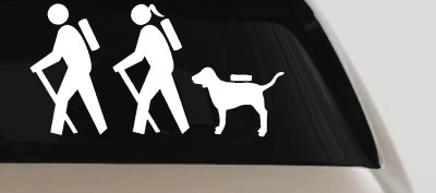 Hiker Couple Man Woman with Dog Hiking Camper Camping Nature Car or Truck Window Vinyl Decal Sticker