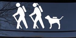 Hiker Couple Man Woman with Dog Hiking Camper Camping Nature Car or Truck Window Decal Sticker