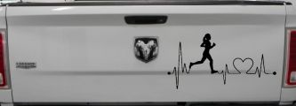 Run Girl Heartbeat Marathon 13.1 26.2 Love Running Car or Truck Window Vinyl Decal Sticker (Black)