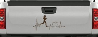 Run Girl Heartbeat Marathon 13.1 26.2 Love Running Car or Truck Window Decal Sticker (Brown)