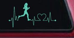 Run Girl Heartbeat Marathon 13.1 26.2 Love Running Car or Truck Window Vinyl Decal Sticker (Mint)