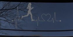 Run Girl Heartbeat Marathon 13.1 26.2 Love Running Car or Truck Window Vinyl Decal Sticker (Silver)