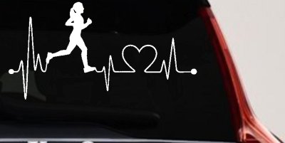Run Girl Heartbeat Marathon 13.1 26.2 Love Running Car or Truck Window Vinyl Decal Sticker