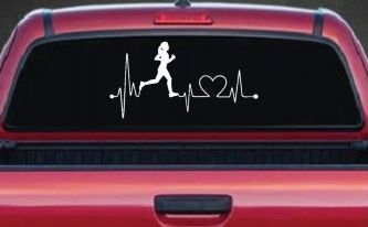 Run Girl Heartbeat Marathon 13.1 26.2 Love Running Car or Truck Window Decal Sticker