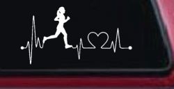 Run Girl Heartbeat Marathon 13.1 26.2 Love Running Car or Truck Window Decal Sticker