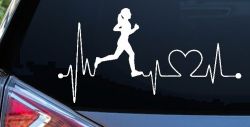 Run Girl Heartbeat Marathon 13.1 26.2 Love Running Car or Truck Window Decal Sticker