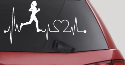 Run Girl Heartbeat Marathon 13.1 26.2 Love Running Car or Truck Window Vinyl Decal Sticker