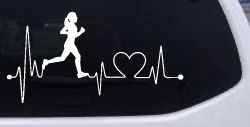Run Girl Heartbeat Marathon 13.1 26.2 Love Running Car or Truck Window Decal Sticker