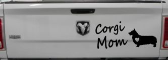 Corgi Mom Dog Love Heart Car or Truck Window Decal Sticker (Black)