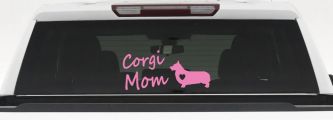 Corgi Mom Dog Love Heart Car or Truck Window Decal Sticker (Pink)