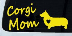 Corgi Mom Dog Love Heart Car or Truck Window Decal Sticker (Yellow)