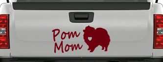 Pomeranian Pom Mom Dog  love heart Car or Truck Window Decal Sticker (Burgundy)