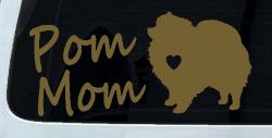 Pomeranian Pom Mom Dog  love heart Car or Truck Window Decal Sticker (Gold)
