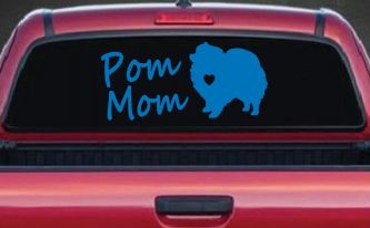 Pomeranian Pom Mom Dog  love heart Car or Truck Window Decal Sticker (Sky Blue)
