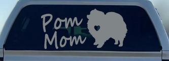 Pomeranian Pom Mom Dog  love heart Car or Truck Window Decal Sticker (Telegrey)