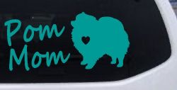 Pomeranian Pom Mom Dog  love heart Car or Truck Window Decal Sticker (Turquoise)