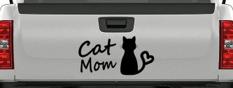 Cat Mom Love Heart Car or Truck Window Decal Sticker (Black)