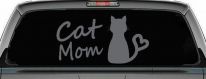 Cat Mom Love Heart Car or Truck Window Vinyl Decal Sticker (Silver)