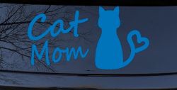 Cat Mom Love Heart Car or Truck Window Decal Sticker (Sky Blue)