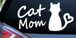 Cat Mom Love Heart Car or Truck Window Decal Sticker